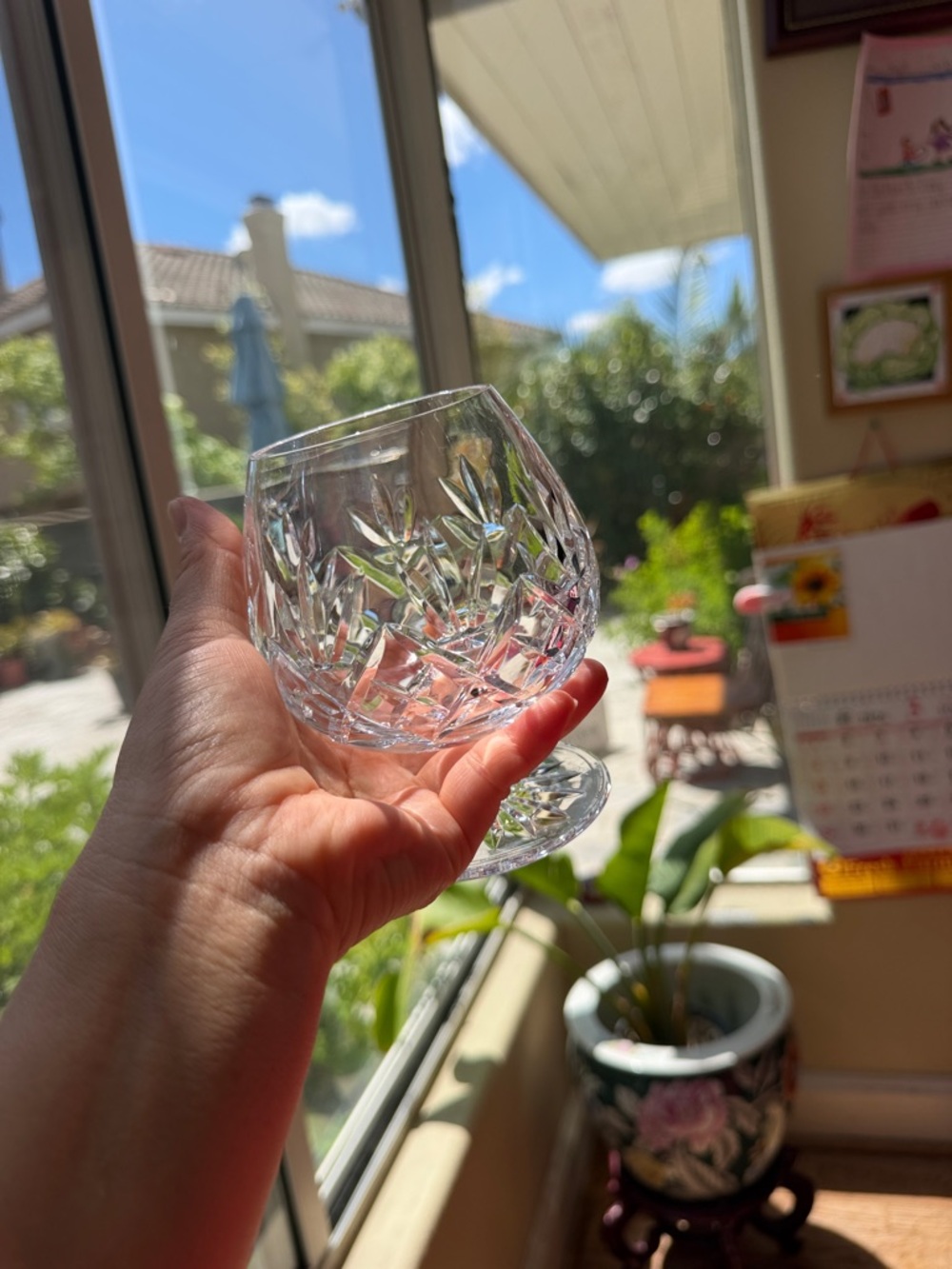 Set of 4 Vintage discontinued Ceska Crystal Cut Brandy Glass , all stamped 5”